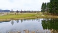 Golf course with pond Royalty Free Stock Photo