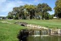 Golf course, river and bridge at San Roque in Spain Royalty Free Stock Photo