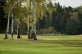 A golf course with roads, bunkers and ponds Royalty Free Stock Photo