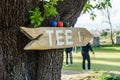 Golf course sign, tee-off Royalty Free Stock Photo