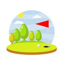 Golf course. Summer sports. Cartoon flat illustration Royalty Free Stock Photo