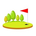 Golf course. Summer sports. Cartoon flat illustration Royalty Free Stock Photo