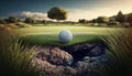 Golf course in a sunny day background. Generative AI Royalty Free Stock Photo