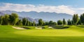 Golf Course with tress and mountain