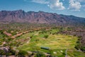 Golf course in Tucson Arizona Catalina Foothills with mountains in distance Royalty Free Stock Photo