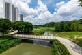 Golf court among the ultra modern building