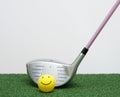 Golf Driver With Happy Face Ball Royalty Free Stock Photo
