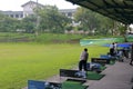 Golf driving range in cloudy day