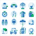 Golf Equipment and Clothes Icons in Flat Royalty Free Stock Photo