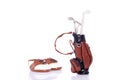 Golf equipment and shoes Royalty Free Stock Photo