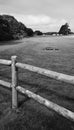 Golf fence bench grass sky