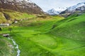 Golf field in the alpen village Royalty Free Stock Photo