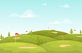 Golf Field Flag Green Grass Tree Outdoor Sport Landscape Royalty Free Stock Photo