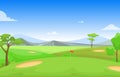 Golf Field Flag Green Grass Tree Outdoor Sport Landscape Royalty Free Stock Photo