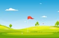 Golf Field Flag Green Grass Tree Outdoor Sport Landscape Royalty Free Stock Photo