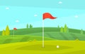 Golf Field Flag Green Grass Tree Outdoor Sport Landscape Royalty Free Stock Photo