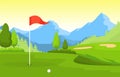 Golf Field Flag Green Grass Tree Outdoor Sport Landscape Royalty Free Stock Photo