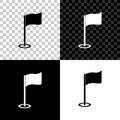 Golf flag icon isolated on black, white and transparent background. Golf equipment or accessory. Vector Royalty Free Stock Photo