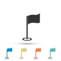 Golf flag icon isolated on white background. Golf equipment or accessory. Set elements in colored icons Royalty Free Stock Photo