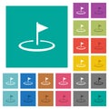 Golf flag square flat multi colored icons Royalty Free Stock Photo