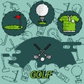 Golf flat concept icons Royalty Free Stock Photo
