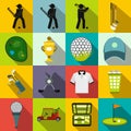 Golf flat icons set Royalty Free Stock Photo
