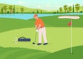 Golf game flat color vector illustration Royalty Free Stock Photo