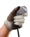 Golf glove hand club grooves Royalty Free Stock Photo