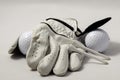 Golf glove, tees, and a golf ball Royalty Free Stock Photo