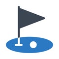 Golf glyph color flat vector icon