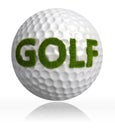 Golf grass word on ball