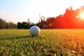 Golf in the green lawn Blur the golfer looking at the way the golf ball will be pitted. Royalty Free Stock Photo