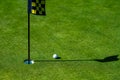 Golf hole. Golf ball on lip of cup on grass background. Royalty Free Stock Photo