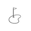 Golf hole and flag hand drawn outline doodle icon. Royalty Free Stock Photo