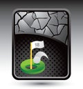 Golf hole in one under cracked silver background Royalty Free Stock Photo