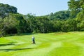 Golf Hole Player Walking Fairway Course Royalty Free Stock Photo