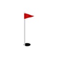 Golf hole. Red check mark marker on black opening for ball in sport tournament. Royalty Free Stock Photo