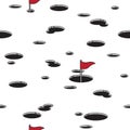 Golf holes Butter seamless pattern vector wallpaper background isolated Black white Royalty Free Stock Photo