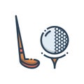 Color illustration icon for Golf, golfers and tennis