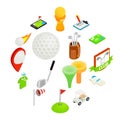Golf isometric 3d icon set Royalty Free Stock Photo