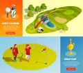 Golf Isometric Horizontal Banners Royalty Free Stock Photo