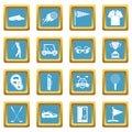 Golf items icons azure