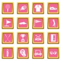 Golf items icons pink