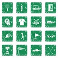 Golf items icons set grunge