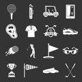 Golf items icons set grey vector