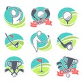 Golf Labels Collection with Equipments and Prizes