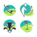 Golf labels collection with equipments and prizes.