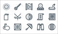 Golf line icons. linear set. quality vector line set such as golf ball, umbrella, binoculars, training, water bottle, rules, golf