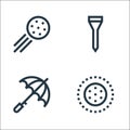 Golf line icons. linear set. quality vector line set such as golf ball, umbrella, tee