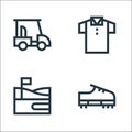 golf line icons. linear set. quality vector line set such as shoe, golf course, polo shirt